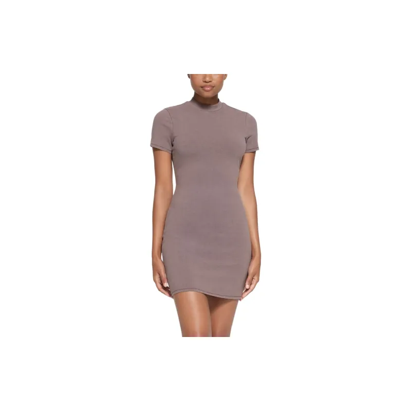SKIMS SS24 Summer Collection OUTDOOR MOCK NECK MINI DRESS Short Sleeved Dress Women's ZINC/Zinc-1