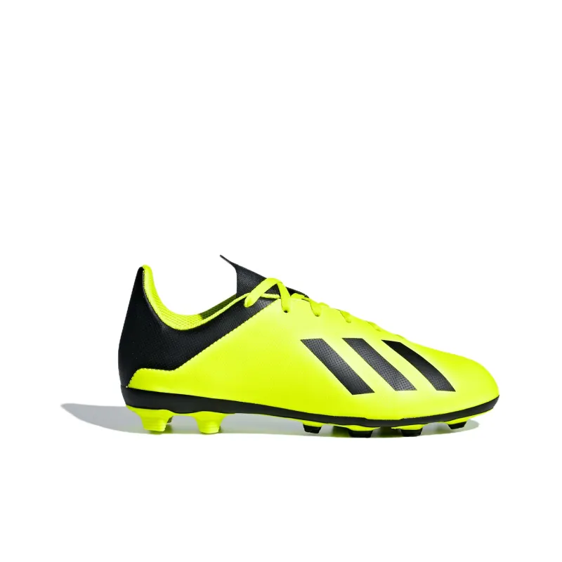 Adidas X 18.4 Low Top Kids' Soccer Shoes Yellow Black White Teenagers-1