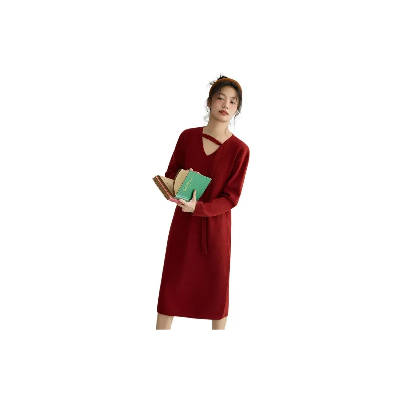 Demana Long Sleeved Dress Women's Maroon-2