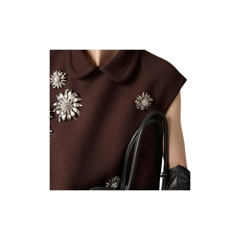 MIU MIU Sleeveless Dress Women's Cocoa Brown-4