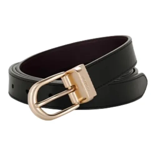 COACH Cow Leather Leather Belts Women's Black Width 25CM