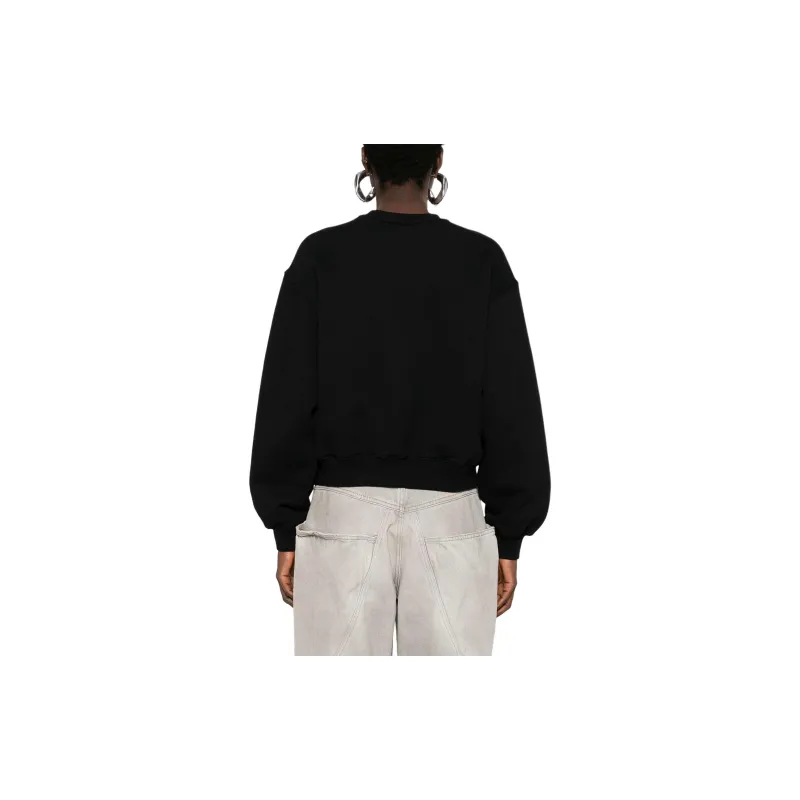 T By Alexander Wang Essential Terry Crew Puff Paint Logo Sweatshirt Black-3