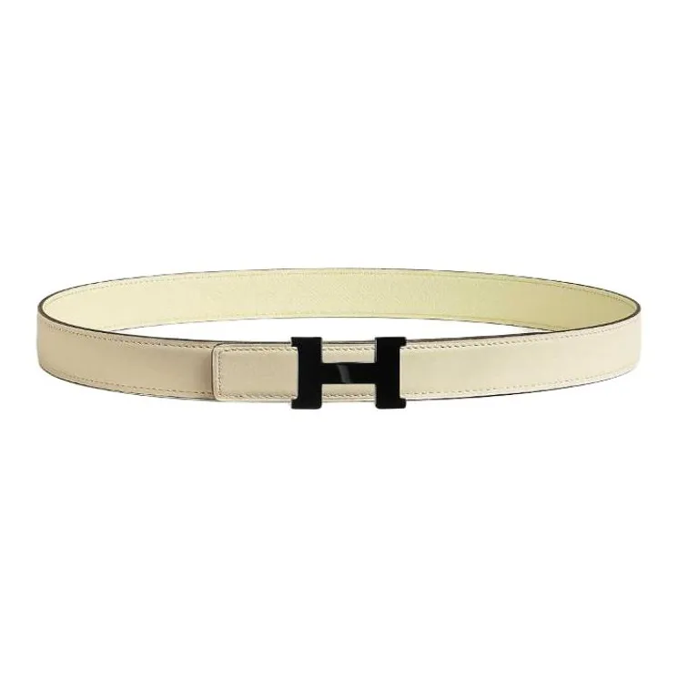 HERMES Calfskin Leather Belts Unisex Yellow Milton Width  2.4cm-1