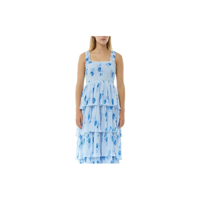 GANNI Floral Printed Pleated Dress-2