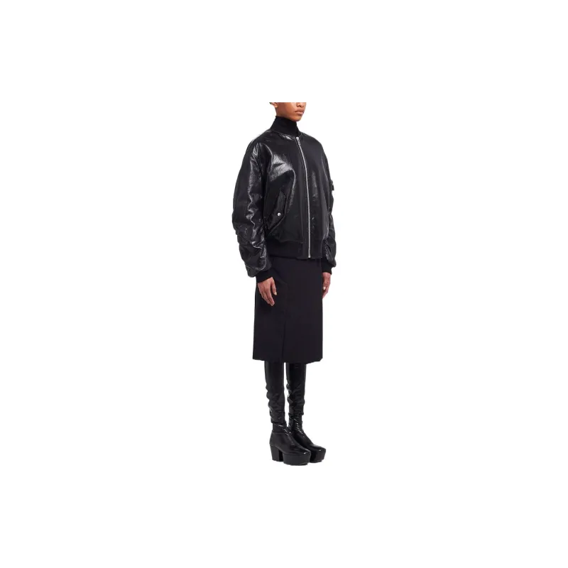 PRADA Oversized Nappa Leather Bomber Jacket 'Black'-3