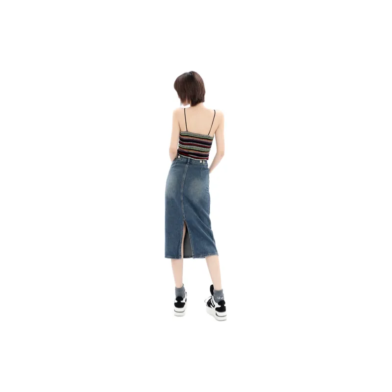 FOCOS STUDIO Denim Long Skirts Women's Nostalgic Blue-2
