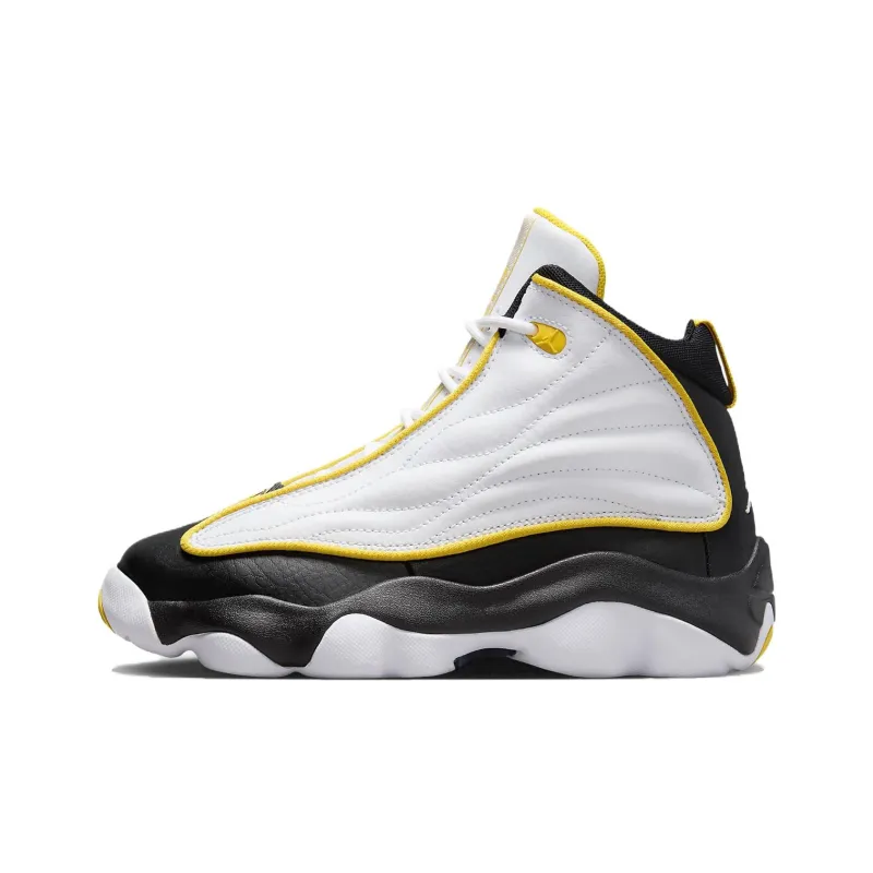 Jordan Pro Strong Cushioning Slip Resistant High Top Children's Basketball Shoes Teenagers Black White Yellow-0