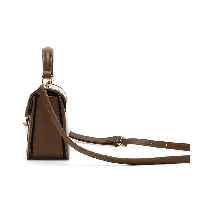 SNOOPY PU Crossbody Handbag Regular Women's Dark Brown & Ecru-3