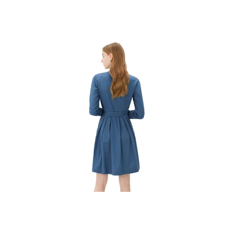 Hush Puppies Long Sleeved Dresses Women's Denim Blue-3