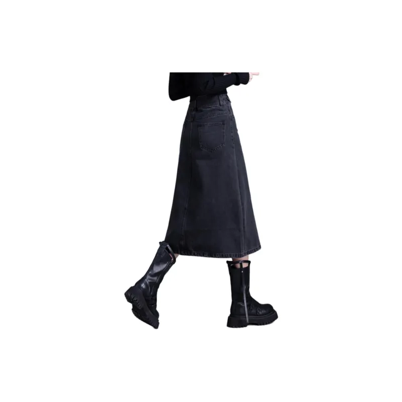 You Cow Me Pants Casual Long Skirt Women's Black-2