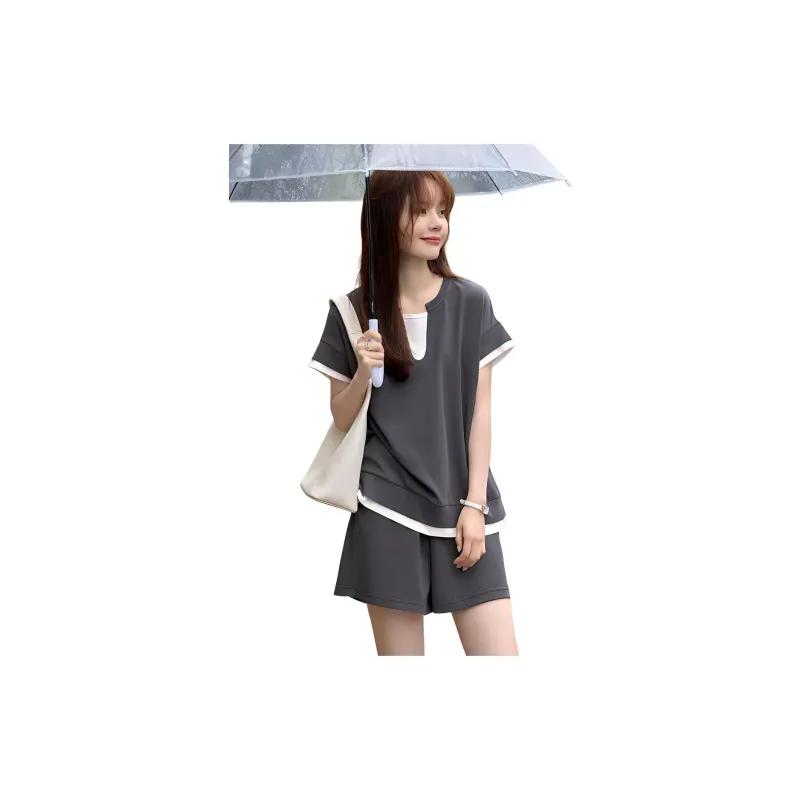 Mo Han Yi Mei Casual Suit Women's Gray & White-3