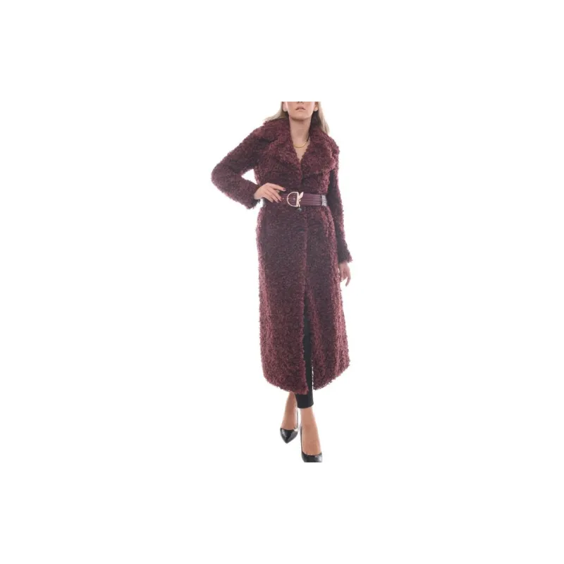 Patrizia Pepe Faux-shearling Belted Long Coat-1