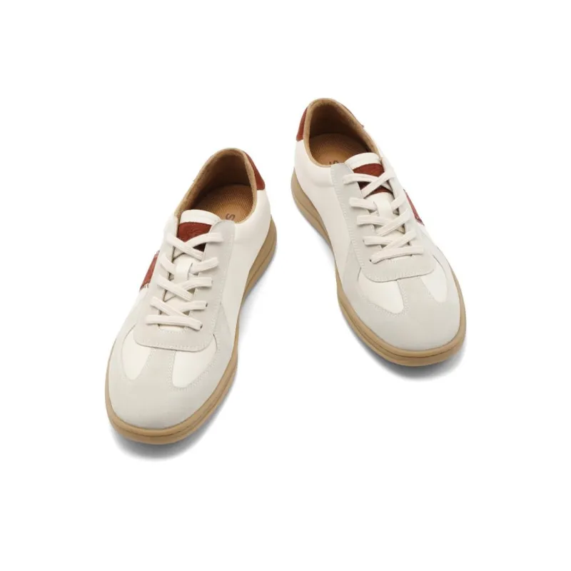 Senda Skateboard Shoes Men Low Top Beige Red-2