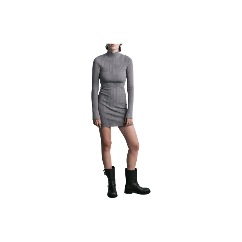 ZARA Long Sleeved Dress Women's Gray-2