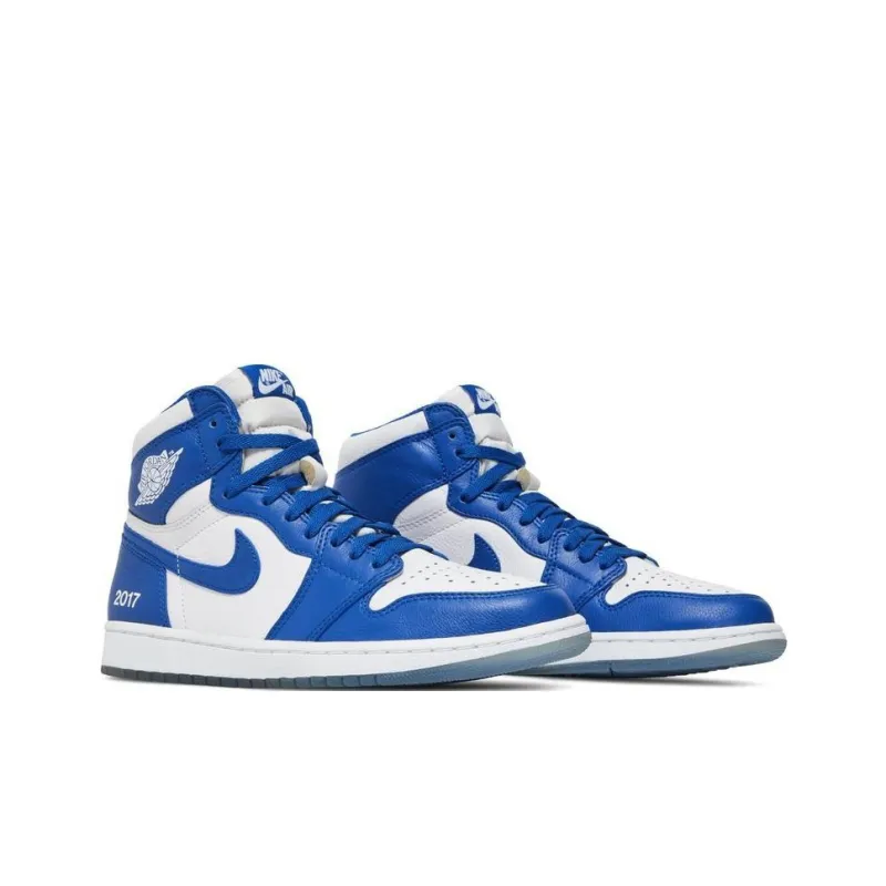 Jordan Air Jordan 1 Retro High Breathable Lightweight High-Top Vintage Basketball Shoes Unisex White Blue-2