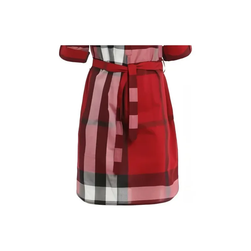 Burberry Check Knee Length Dresses Red Check-3