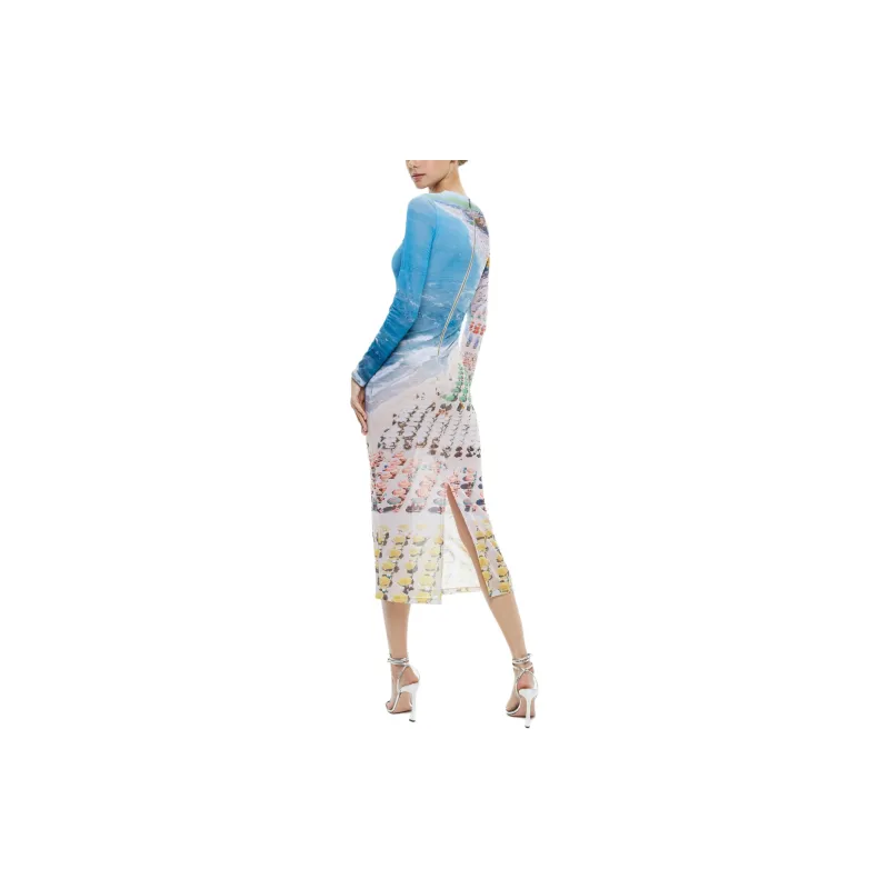 ALICE+OLIVIA Delora Long-sleeve Midi Dress-2