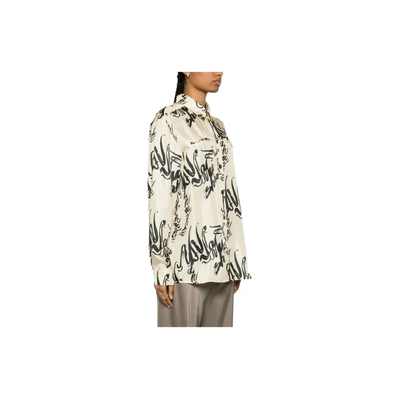 NANUSHKA Calligraphy print Silk Shirt-2