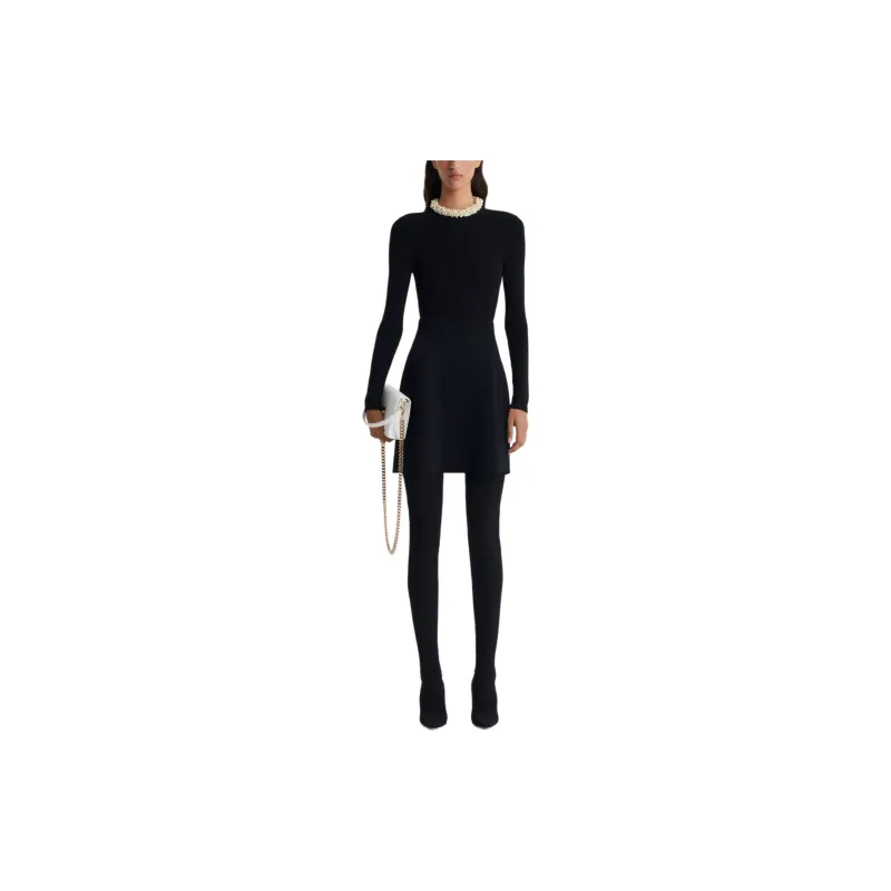SCANLAN THEODORE Crepe Knit Crew Neck Sweater Knitwear Women's BLACK/Black-1