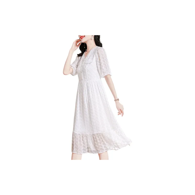 Ink Beauty Short Sleeved Dresses Women's White-3
