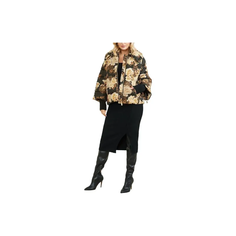 GUESS Sharon Puffer Jacket Jackets Coats Women's Dark Color Floral Print-1