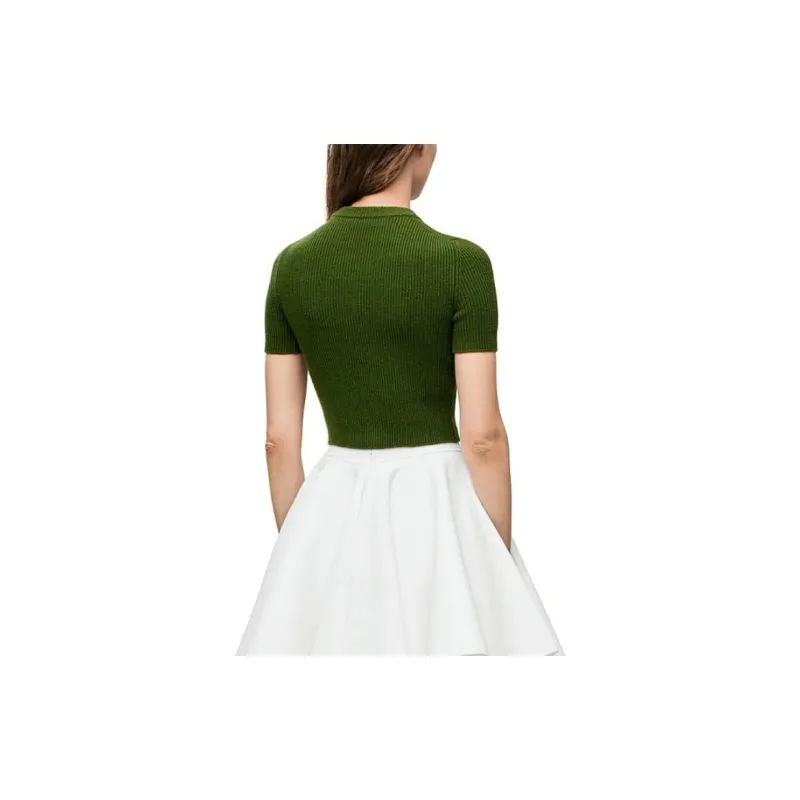 LOEWE Cropped Sweater 'Forest Green'-3