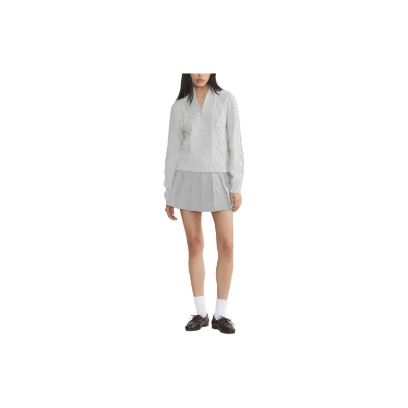 ARITZIA Sunday Best Boreal 1/4 Zip Sweater Sweater Women's Heather Chrome Gray-1