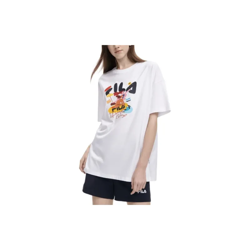 FILA Drop Shoulder Sleeve T Shirt Women's Standard White-4