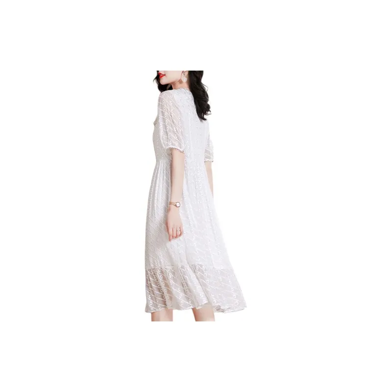 Ink Beauty Short Sleeved Dresses Women's White-2