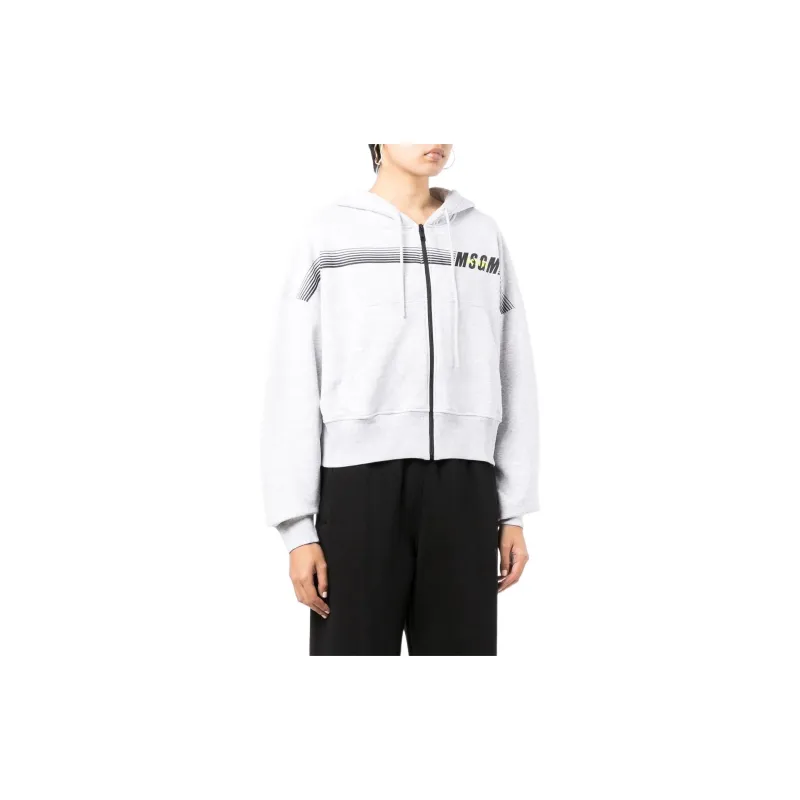 MSGM Logo print Zip up Hoodie-3