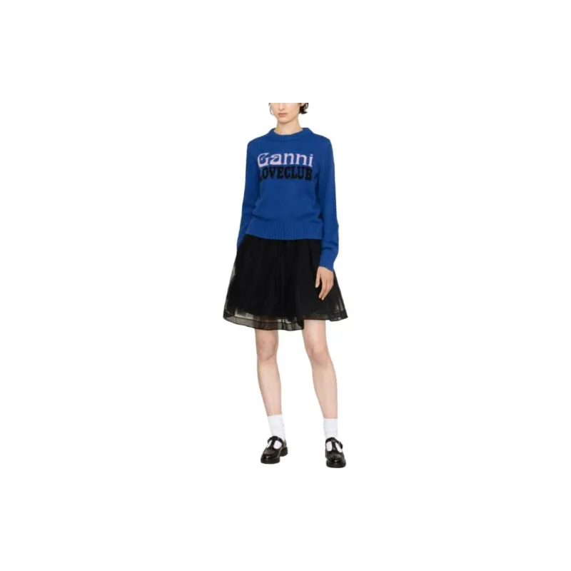 GANNI Logo Intarsia Knitted Crewneck Jumper-3