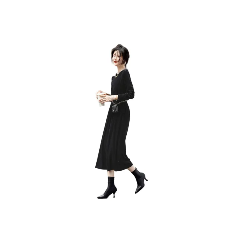 【dme】 Long Sleeved Dress Women's Black-2