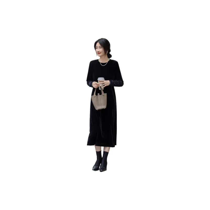 【dme】 Long Sleeved Dress Women's Black-1