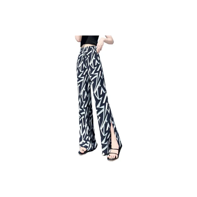 Mo Han Yi Mei Casual Pants Women's Navy Blue-1