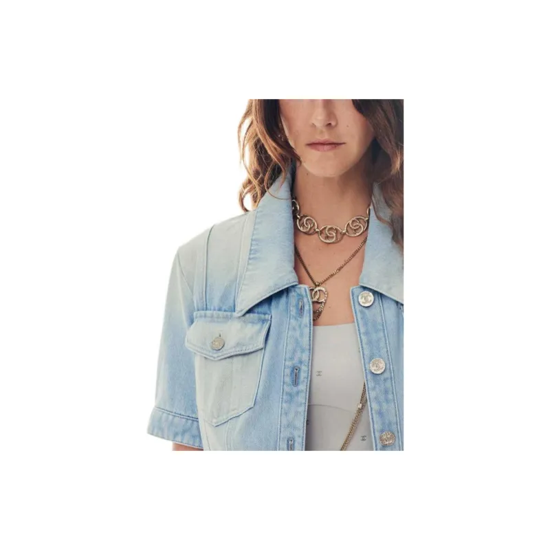 CHANEL Denim Jacket Women's Blue-3