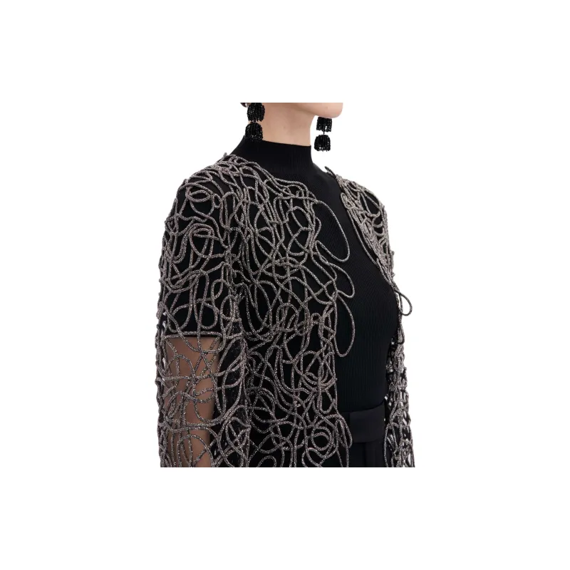Oscar De La Renta Crystal Embroidered Cord Coat-4