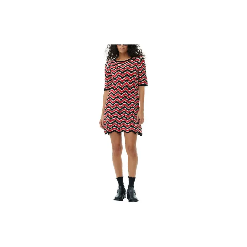 GANNI Wavey Detailed Crochet Mini Dress-2