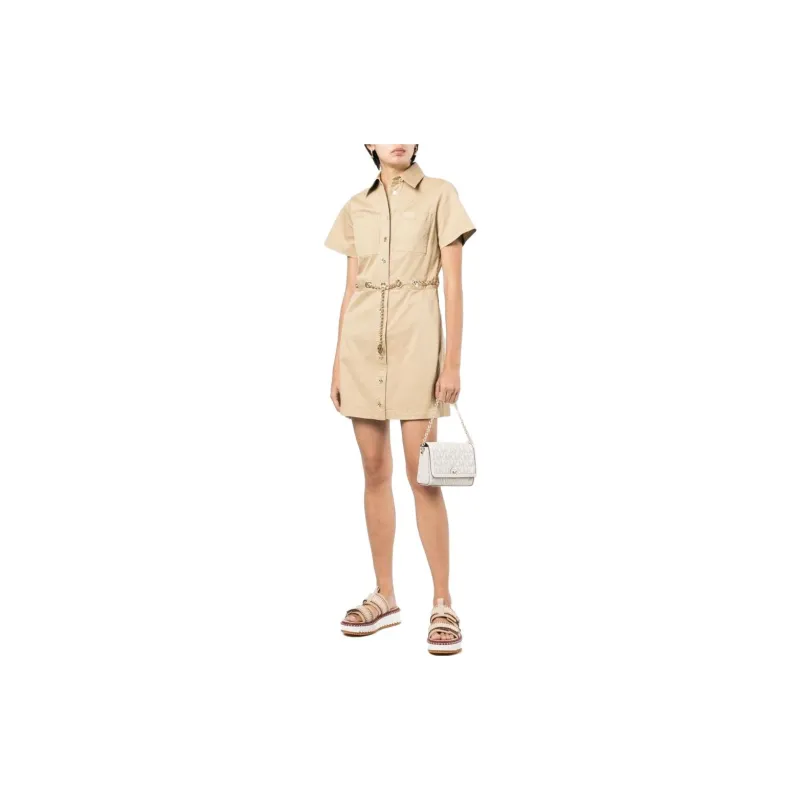 MICHAEL KORS FW22 Short Sleeved Dress Women's Khaki-1