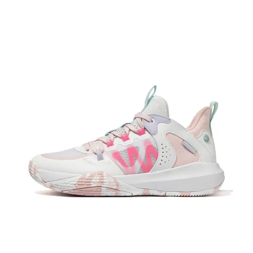 QIAODAN Ice Blade Basketball Shoes Men Low-Top Jordan White/Ice Frost Pink