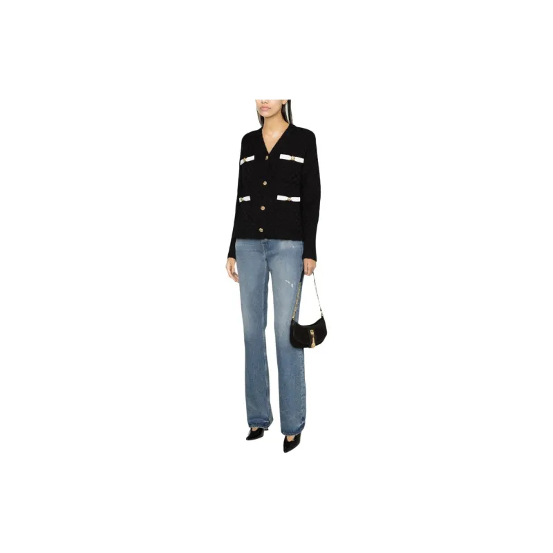 Self portrait Weave Button up Lurex Cardigan-3