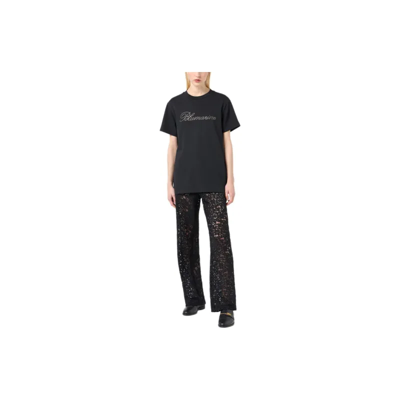 Blumarine Rhinestone logo T shirt-1