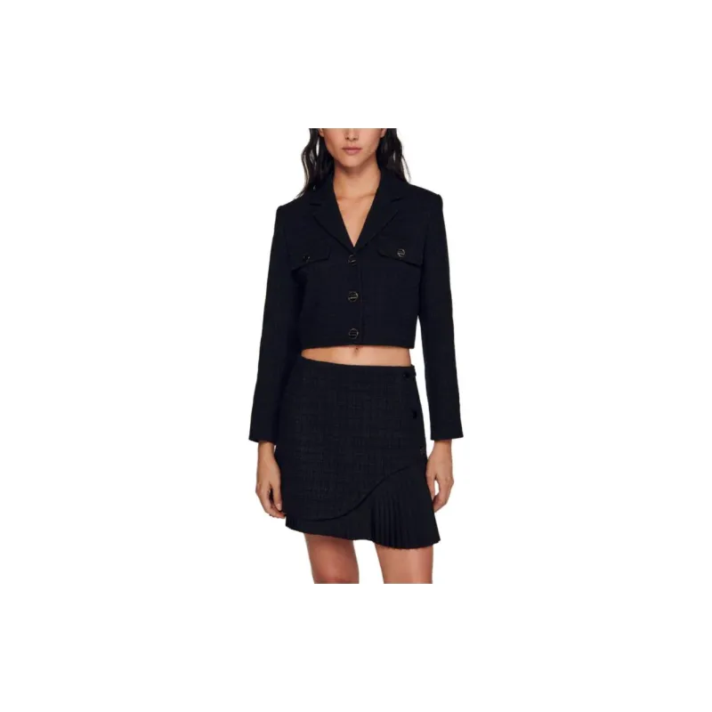 Sandro Alexy Tweed Pleated Miniskirt-1
