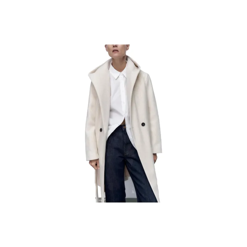 ZARA Coats Women's White-1