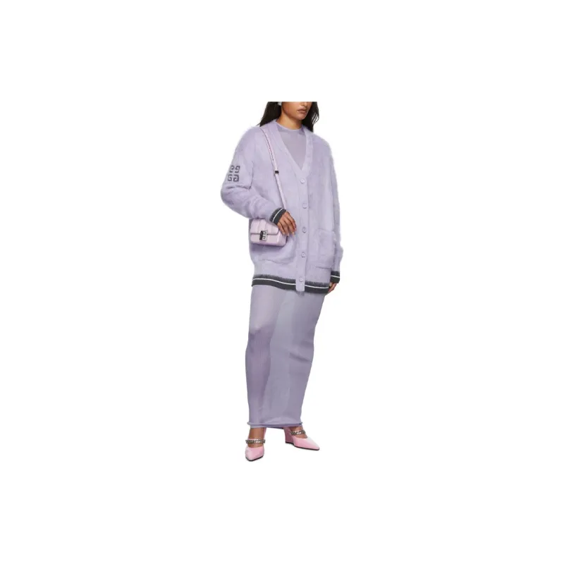 Givenchy Long Cardigan With Logo In The Back 'Lilac/Dark Grey'-2