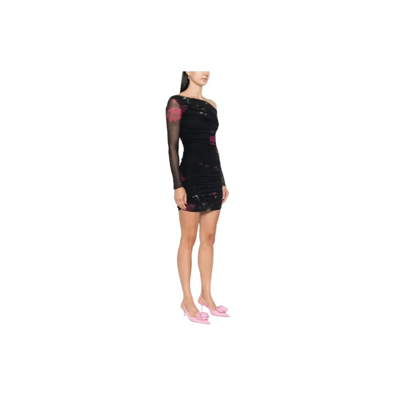 Blumarine Rose print Tulle Mini Dress-3
