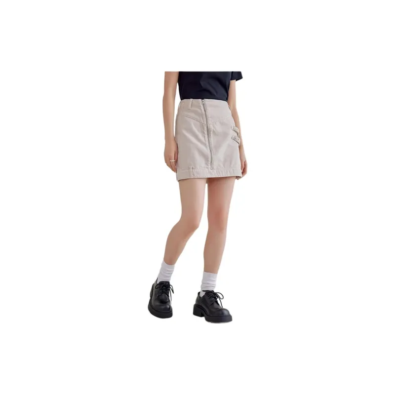 A21 Denim Short Skirts Women's Khaki-4