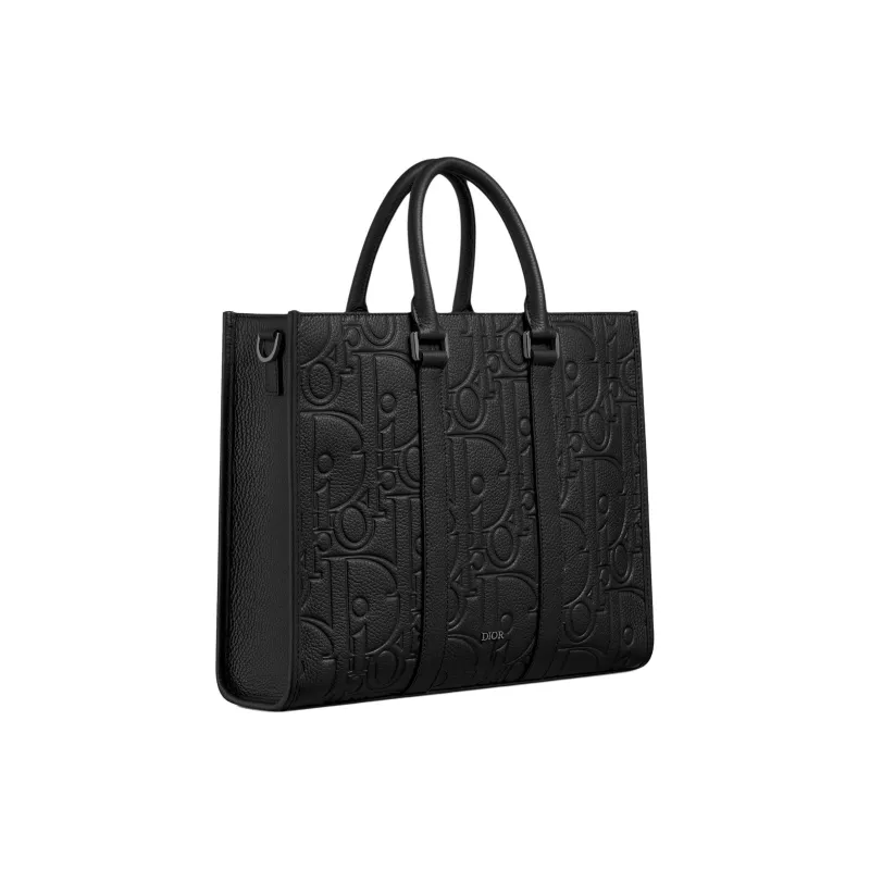 DIOR Cow Leather Shoulder Bag Crossbody Bag Handbag Medium Size Men's Black-2