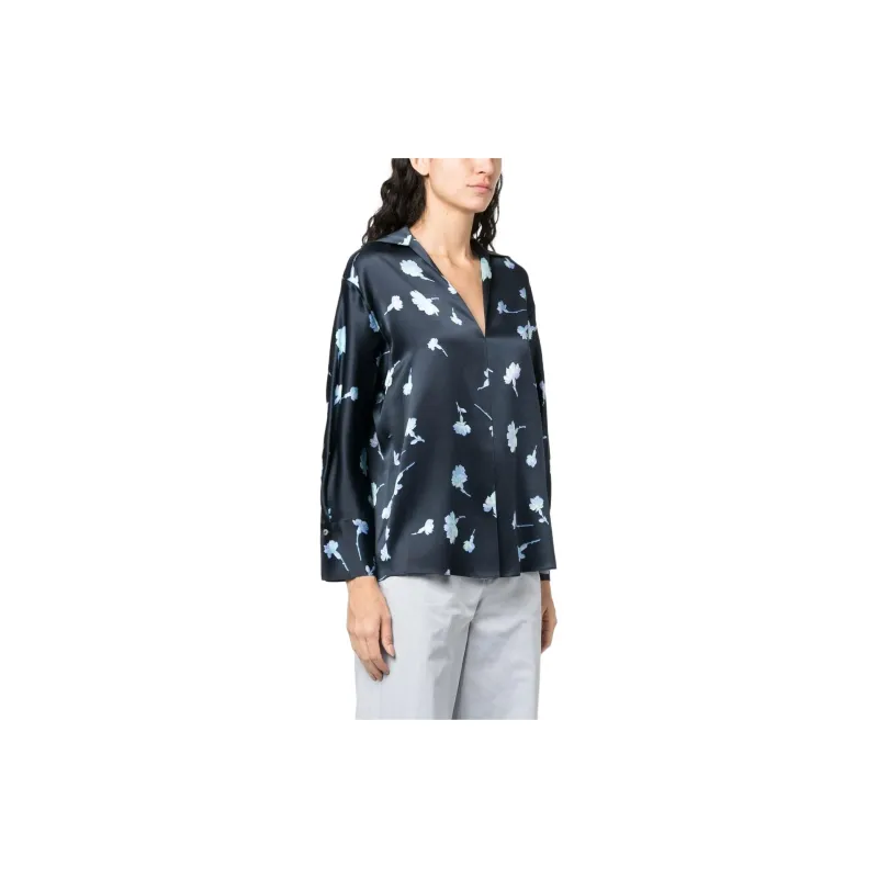VINCE Floral Print Silk Blouse-3