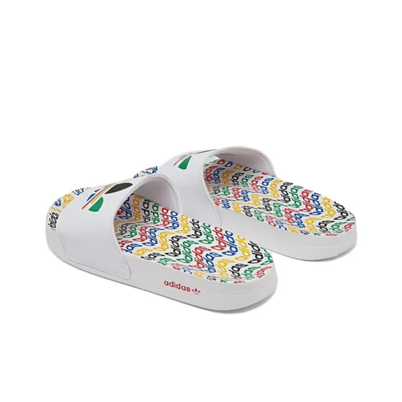 Adidas Adilette Slides Anti Slip Wear Resistant Kids' Slippers White Teenagers-2