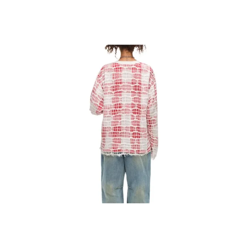 Alexia Sandra Drop Shoulder Sleeve T Shirt Unisex Red White-3